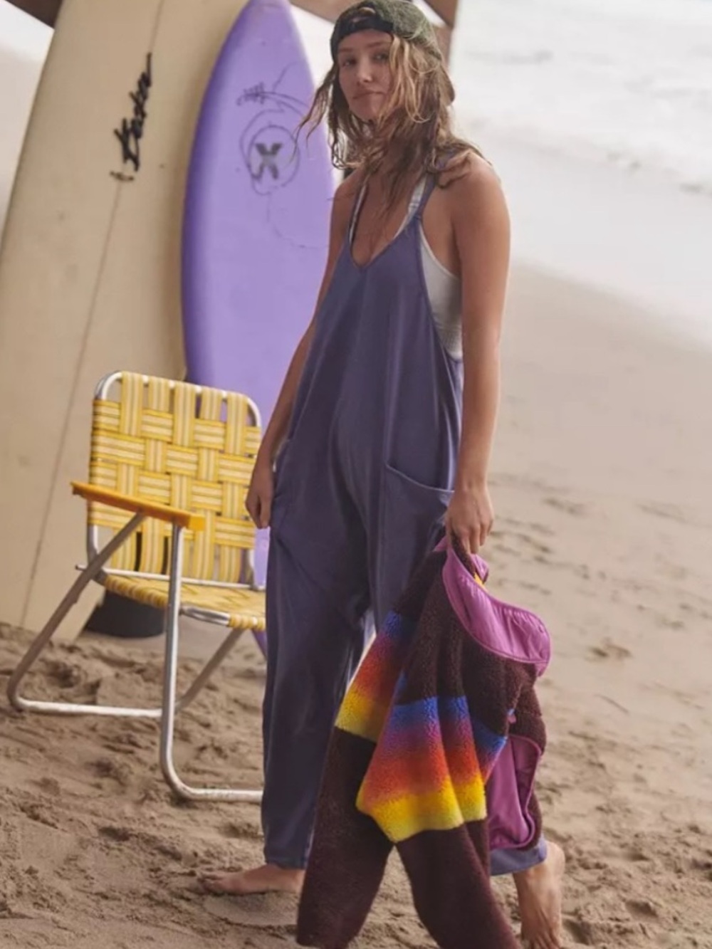 Free People FP Movement Hot Shot Onesie Purple Oversized Harem Jumpsuit S
